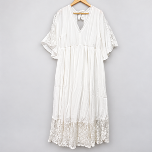 FESTI Dress Womens 2X White Lace Maxi Kimono Sleeve Boho Wedding Bridal